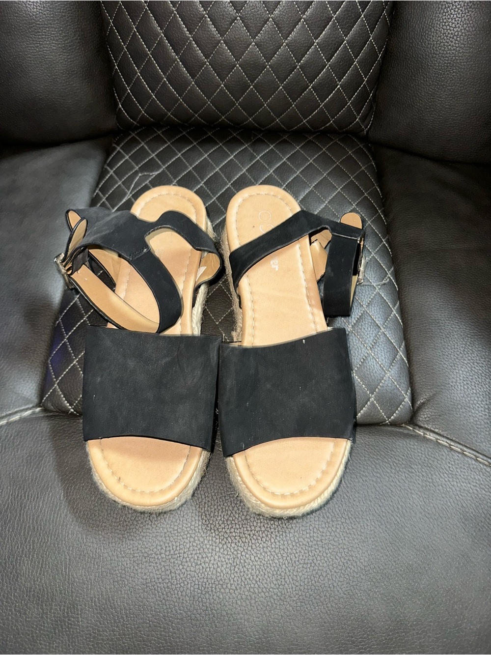Forever Black Platform Sandals Size 8 Women's